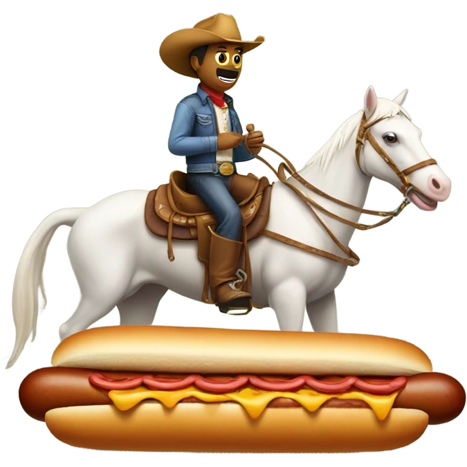 Cowboy riding a hotdog and beach in ocean with turtle head emoji