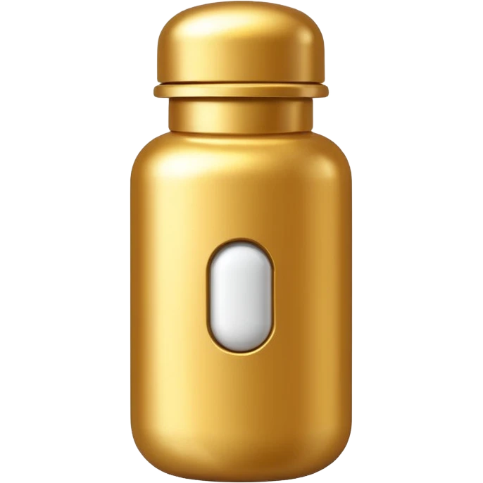 gold pill bottle and whit emoji