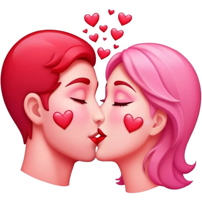 passionate kiss with hearts emoji