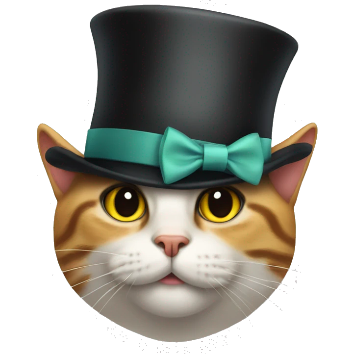cat with a bow tie and top hat emoji