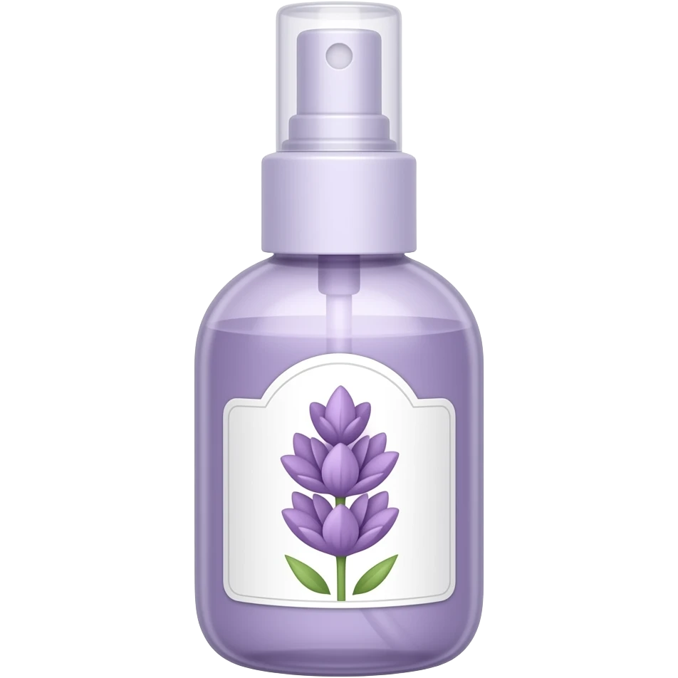 Thin see through Light purple spray bottle with lavender flower label emoji