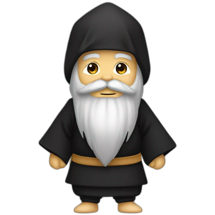Un vieux ninja en kimono noir barbu emoji
