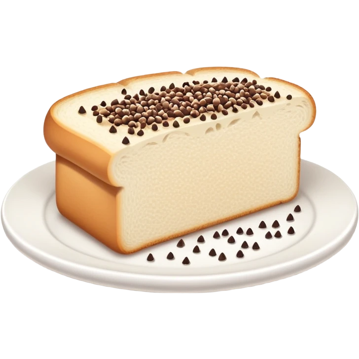 Slice of white bread on a white plate with chocolate sprinkles on top emoji