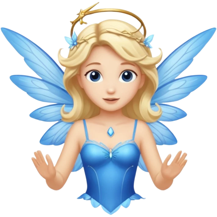Flying blue fairy with blonde hair emoji