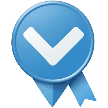 blue badge with a white check mark, simple flat vector style, no shadows emoji