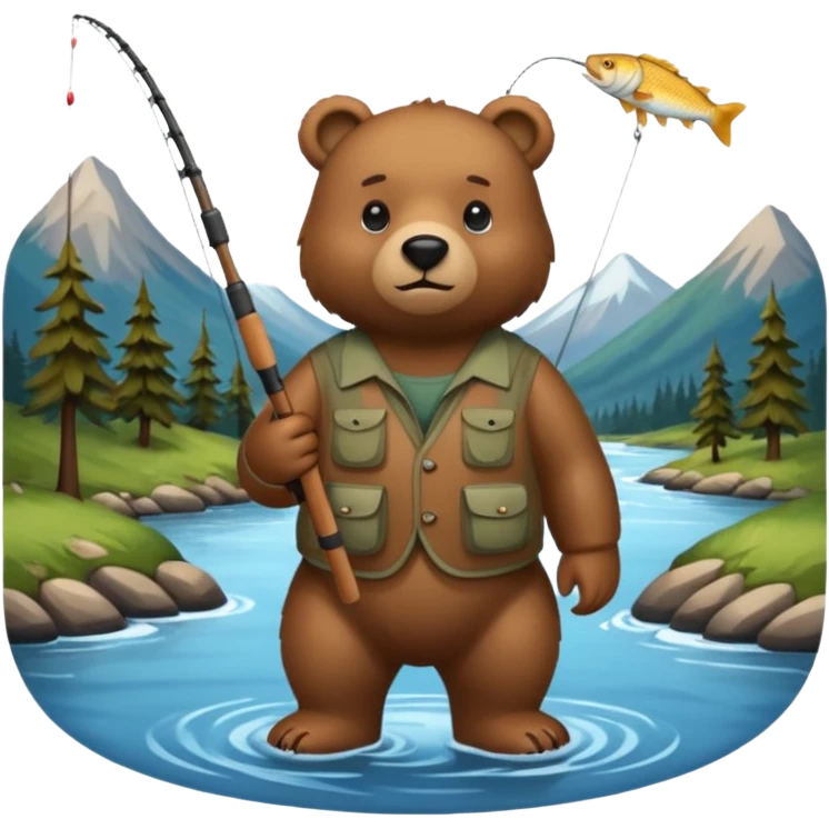 Bear goes fishing emoji