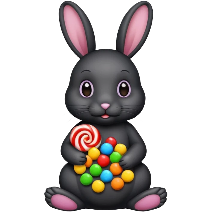 black rabbit with candies emoji