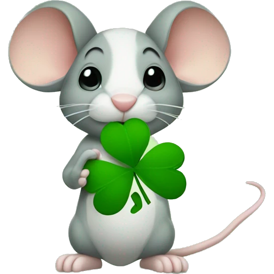 Mouse Holding shamrock  emoji