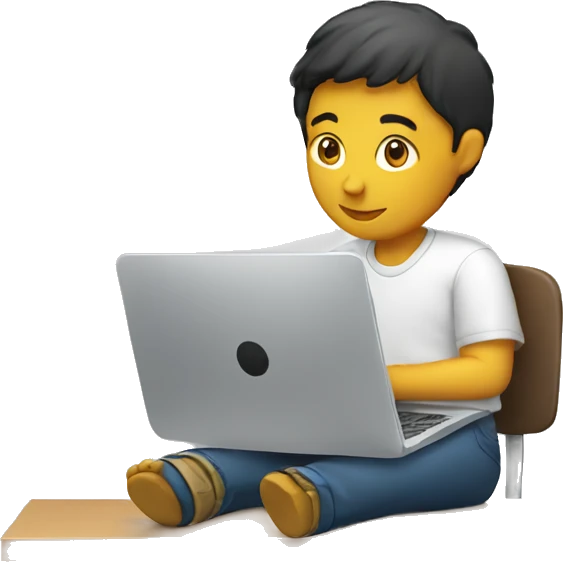Person sitting in a desk with an open laptop emoji