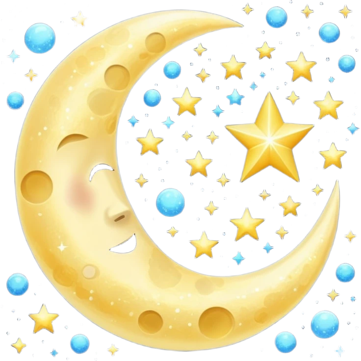 Glitter cian moon emoji