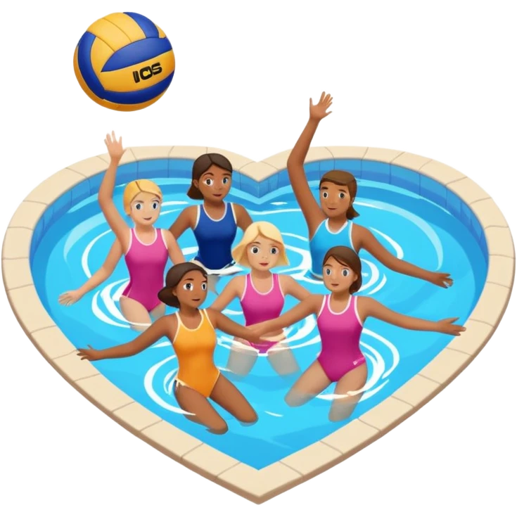 Natación  y voley en un corazón de color  emoji