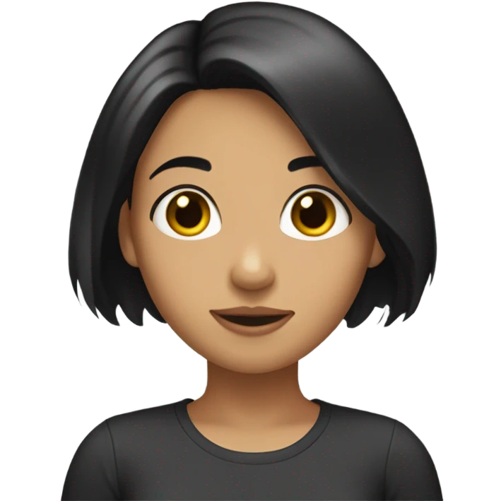 Black hair girl with middlingers emoji