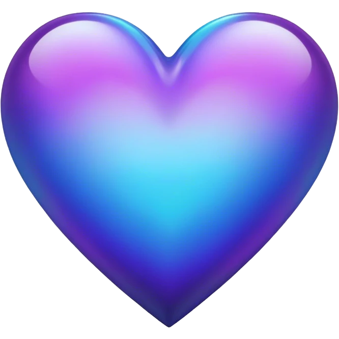 Gradient iridescent purple indigo blue cyan heart emoji