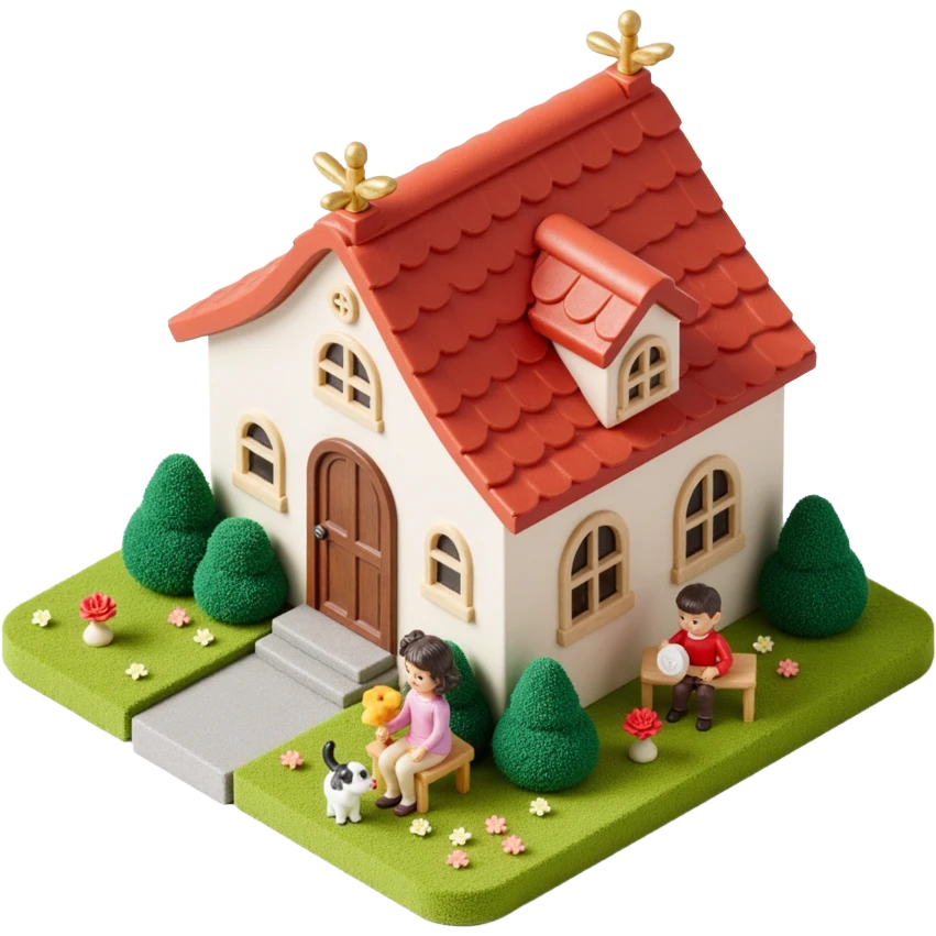 palace house with a family and pet emoji