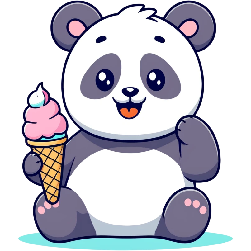 Panda eating ice cream emoji