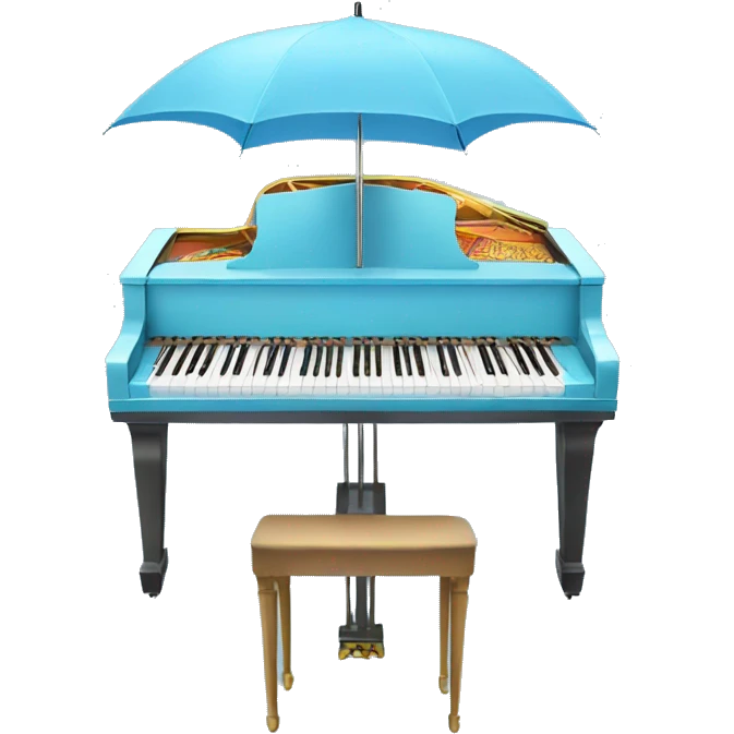 Umbrella over a light blue piano  emoji