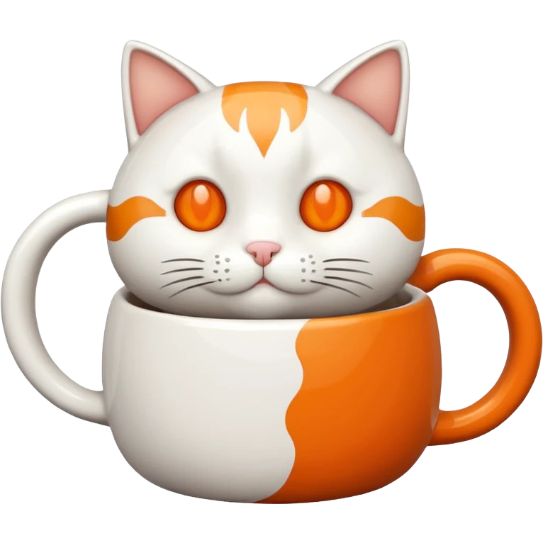 a coffee mug with a cat curled around it emoji