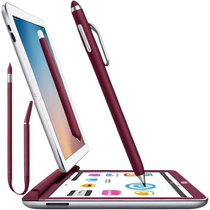 ipad and stylus burgundy emoji