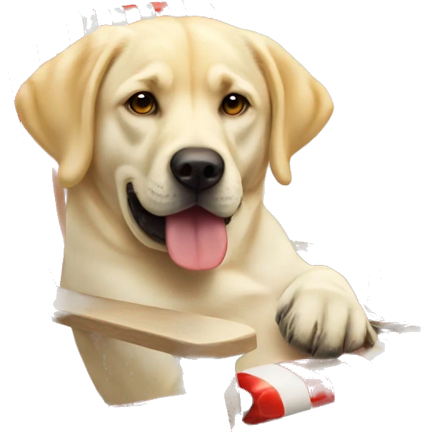 yellow lab drinking budweiser in a lawn chair emoji