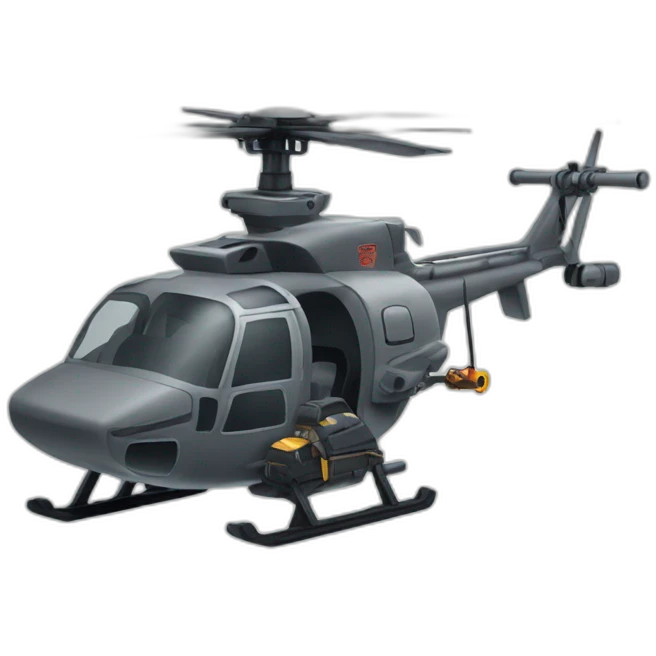 Gato disparando desde un helicóptero con una minigun emoji
