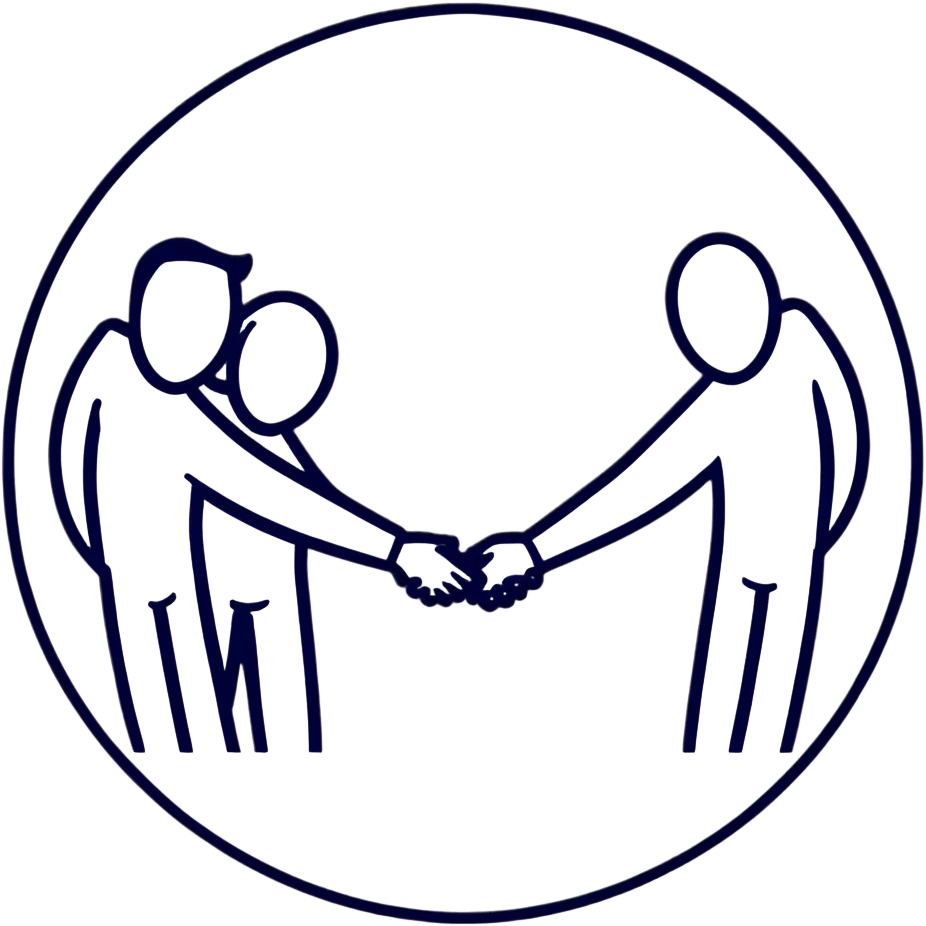 Three people of different races holding hands together in a circle, diversity and unity symbol emoji