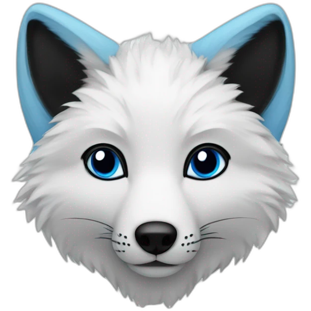 artic fox with black fur outside of the ears and blue fur inside the ears emoji