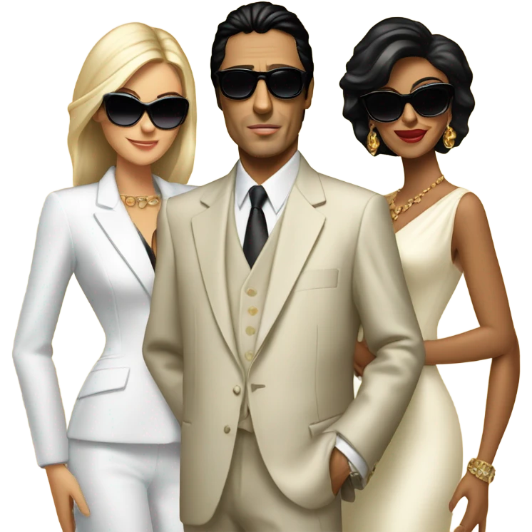 Tony Montana sunglasses with 3 beautiful ladies with him emoji