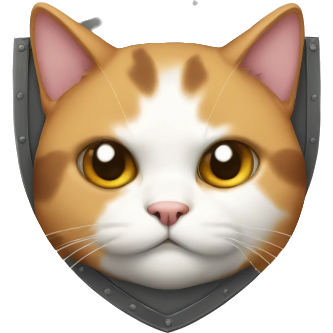 Fat calico cat with a shield  emoji