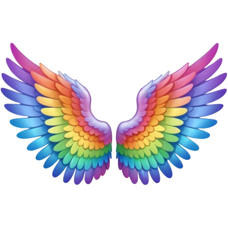  tiny rainbow angel wings. cute tiny left and right rainbow angel wings. Only wings. emoji