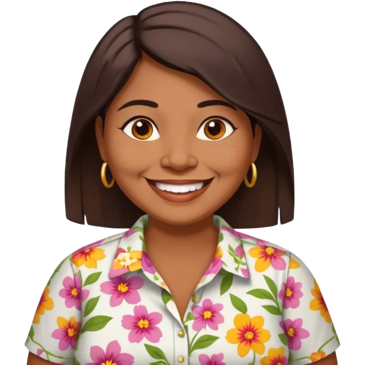 40 yr old chubby sri lankan woman, dark skin, straight brown hair, big smile, white teeth emoji