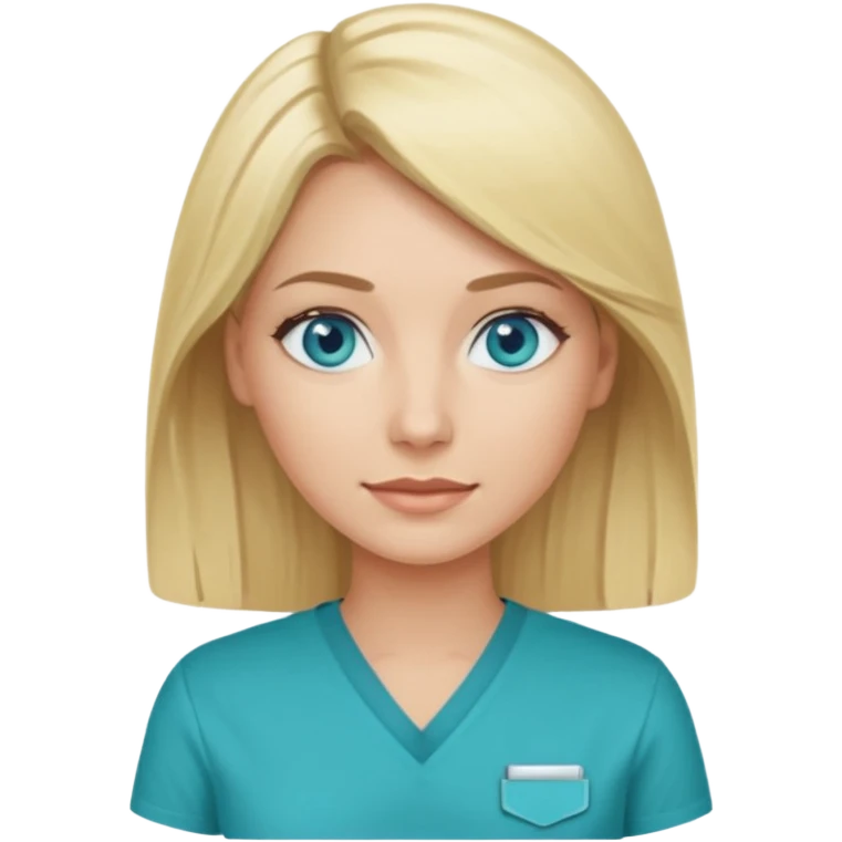 Generate blonde blue eyed woman technologist (code U+1F469 U+1F3FB U+200D U+1F4BB) with Teal shirt (not the purple one) emoji