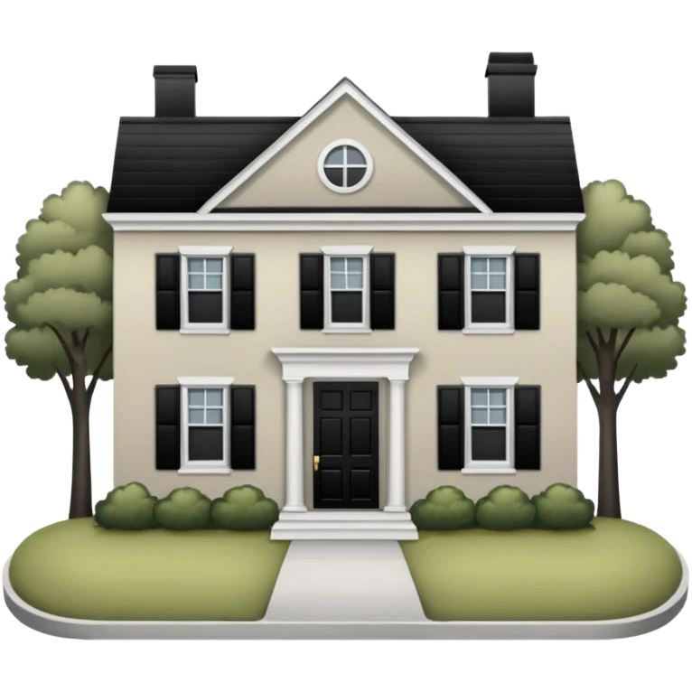 greige colonial house with black shutters and black front door emoji