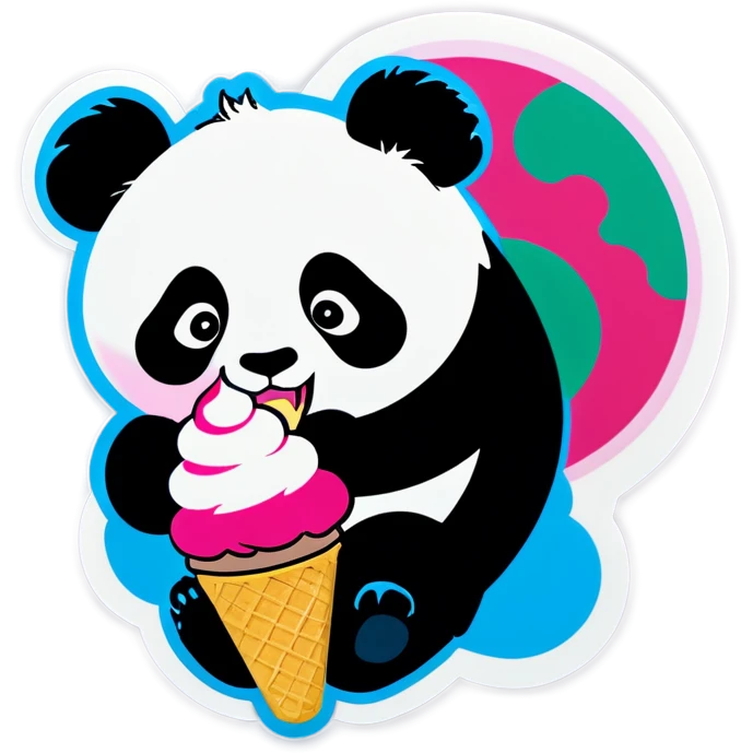 Panda eating ice cream emoji