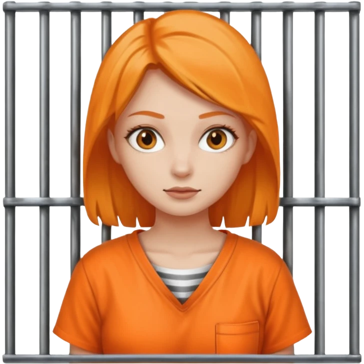 prisoner woman in orange clothing in front of bars emoji