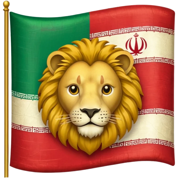 a flag emoji of the old iranian flag that has a lion in the middle emoji