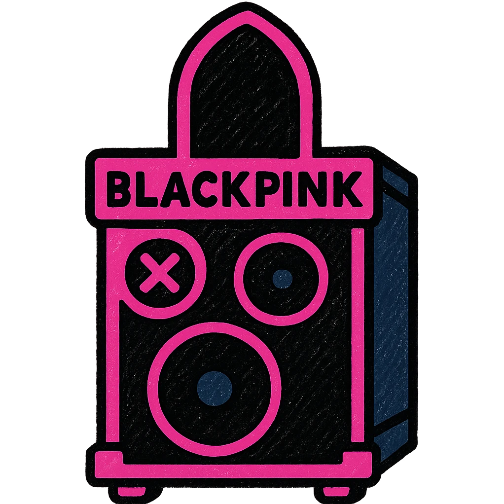 BLACKPINK-inspired gothic stage speaker, vibrant and bold, black and pink, no hearts emoji
