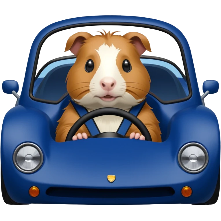 Midnight blue Local Motors Rally Fighter driven by a Guinea pig  emoji