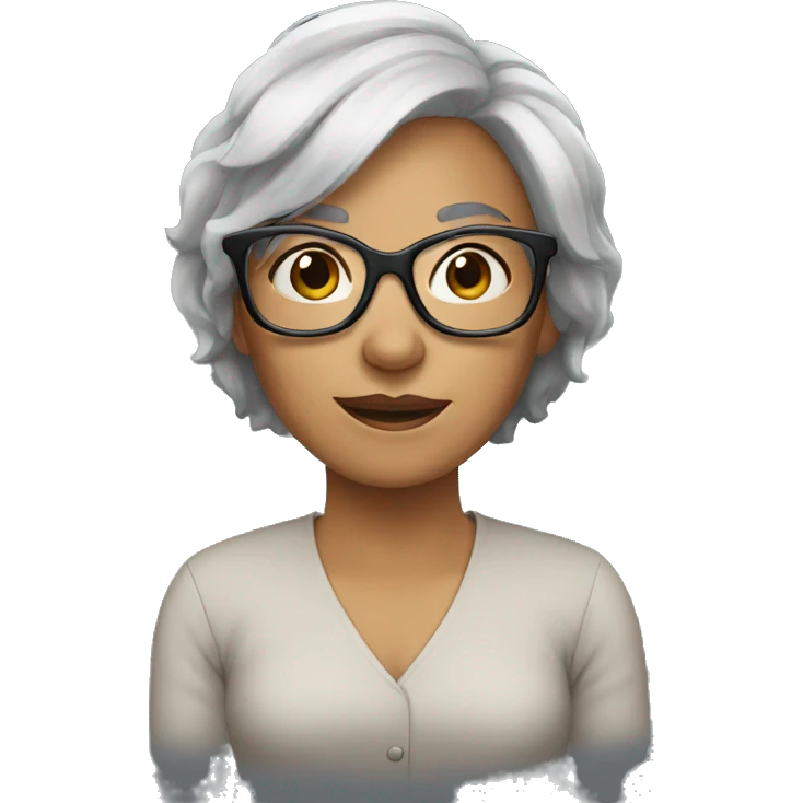 woman gray hair black glasses emoji