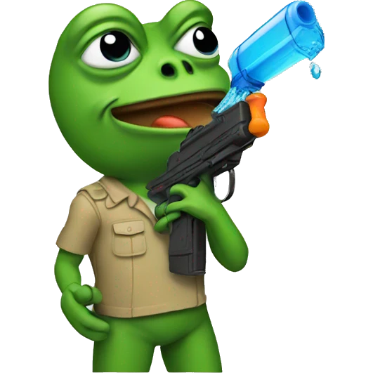 pepe with a water gun emoji
