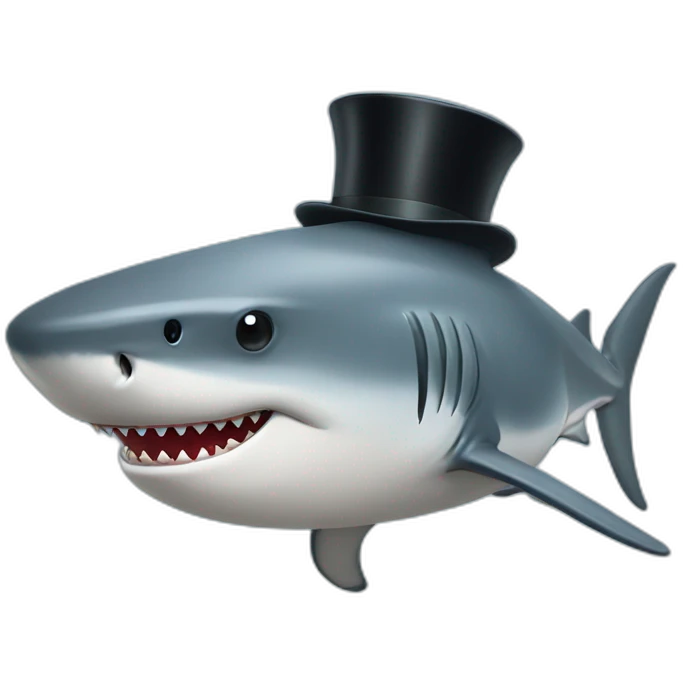Shark with a top hat emoji