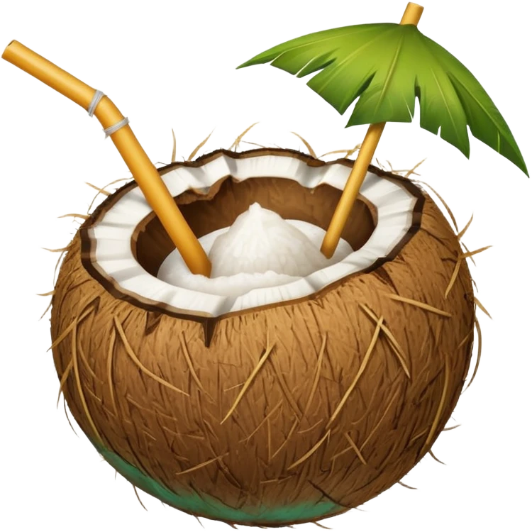 Coconut with straw emoji