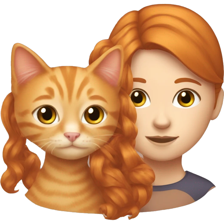 Ginger cat and ginger haired girl  emoji