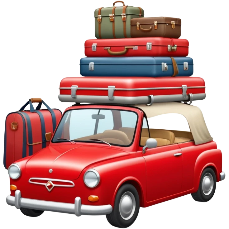 Road trip car packed with luggage and camping gear emoji