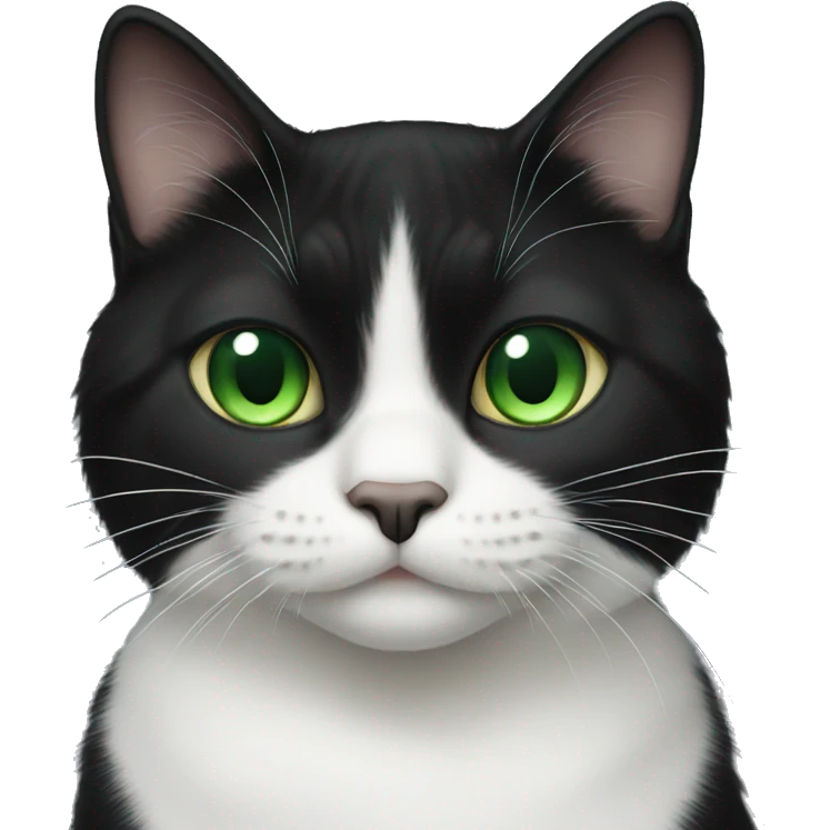 Tuxedo cat with green eyes emoji
