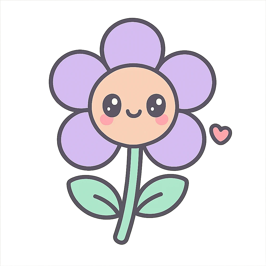 transparent flower, cute and cheerful kawaii style emoji