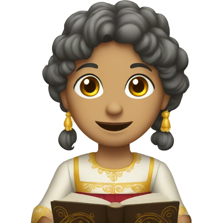 person in spanish dress playing the rhodes emoji