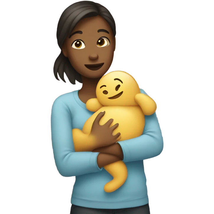 Girl in ￼hugging her tummy emoji