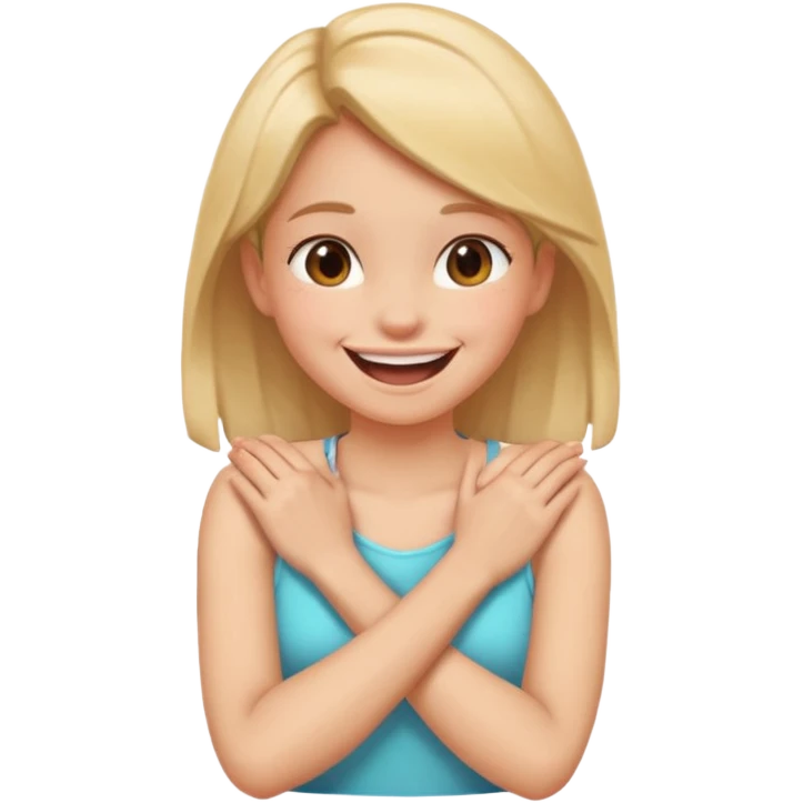 Arm crossed holding neck laughing girl emoji