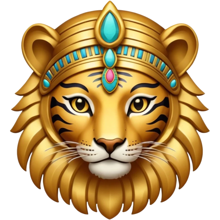 Ancient Egyptian tiger god with headdress emoji