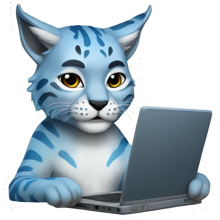 A blue lynx with a laptop emoji